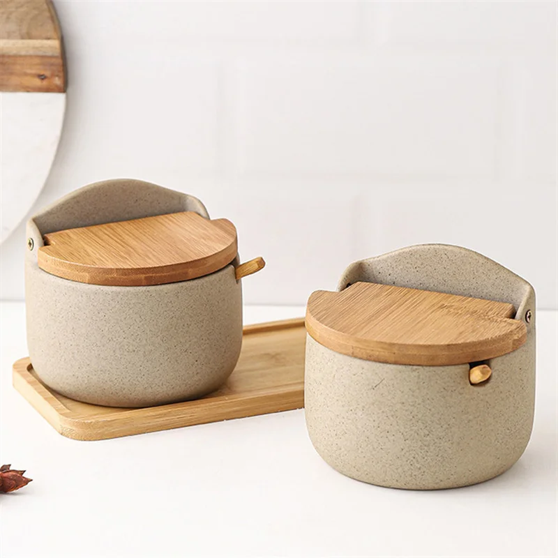 Healthy Kitchen Gadgets - Japanese Style Ceramic Seasoning Jar Bamboo