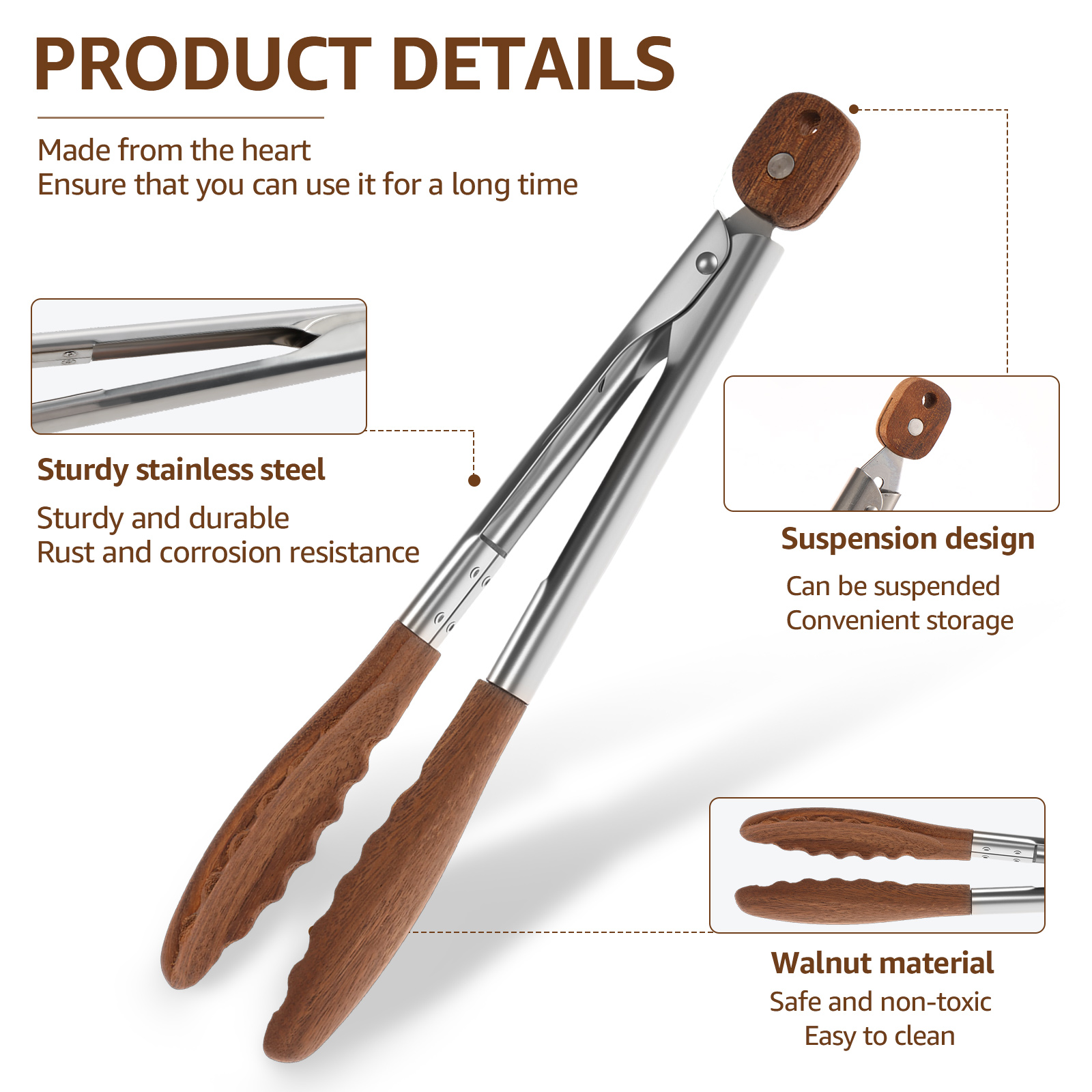 2/3 Pcs Food Tongs Walnut Wood - Kitchen Gadgets That Make Life Easier ulasan dan harga