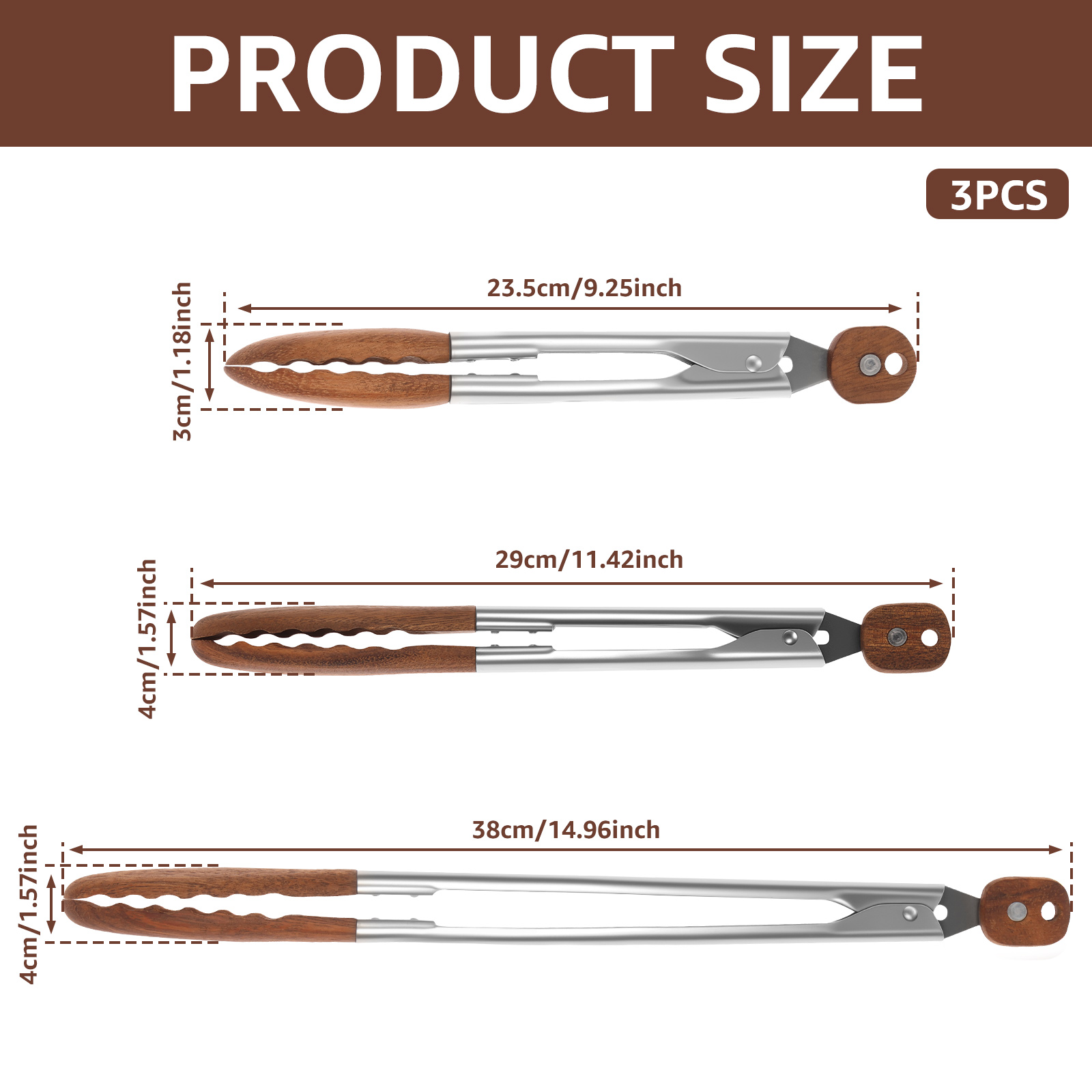 2/3 Pcs Food Tongs Walnut Wood - Kitchen Gadgets That Make Life Easier ulasan dan harga